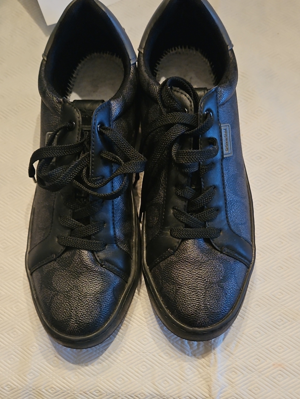 Coach Men's Black Leather Lace-Up Sneakers